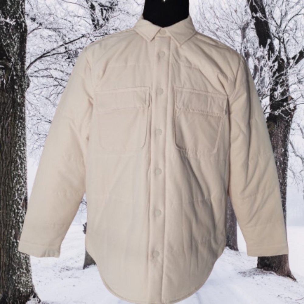 APT. 9 MEN'S STANDARD FIT QUILTED WHITE PUFFER WINTER JACKET - SIZE LARGE
